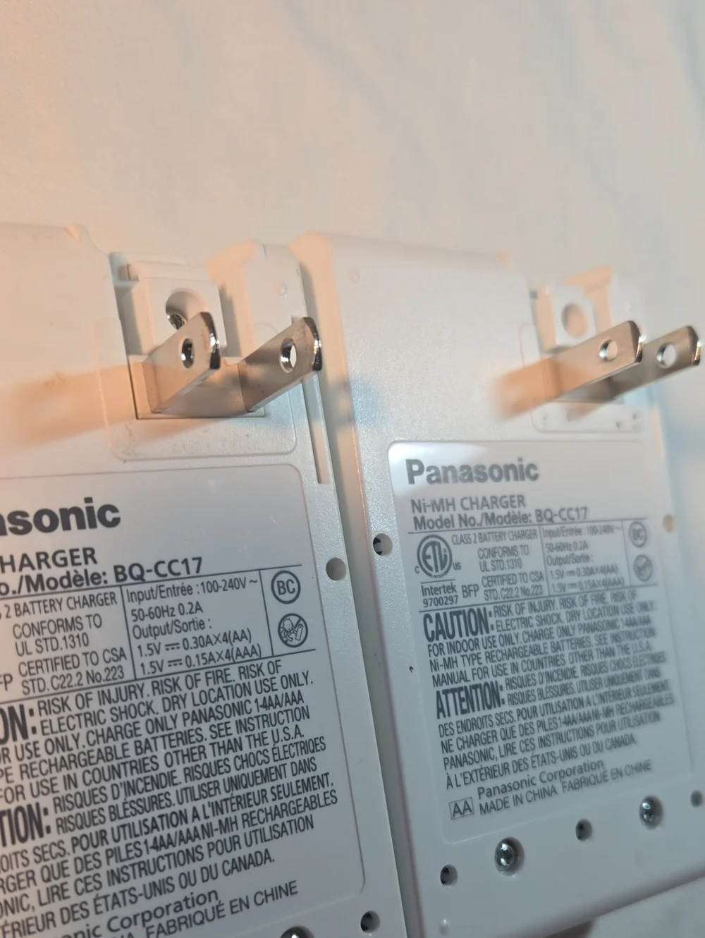 Panasonic White BQ-CC17 Dual Ni-MH 4-Slot Battery Chargers